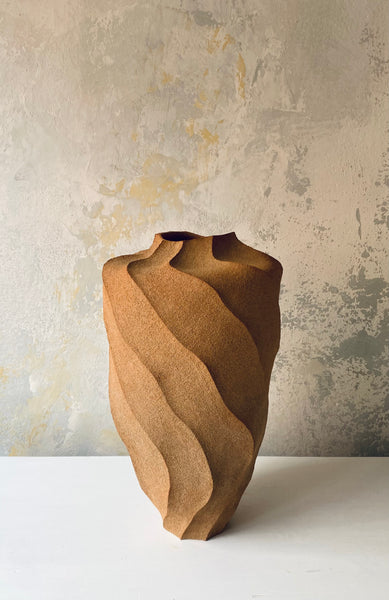 Two Large Nude Triangle Spiral Vases (Couple)