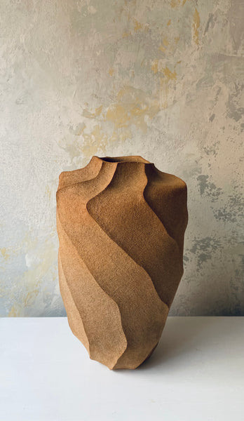 Two Large Nude Triangle Spiral Vases (Couple)