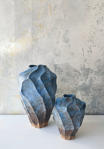 Large and Small Triangle Spiral Vases (Couple)