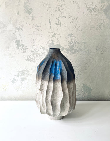 Long Dented Vases Blue/White