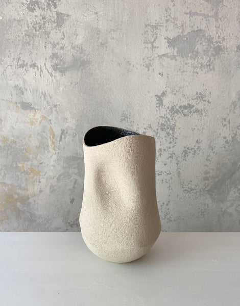 Grey and White Undulating Rim Vases