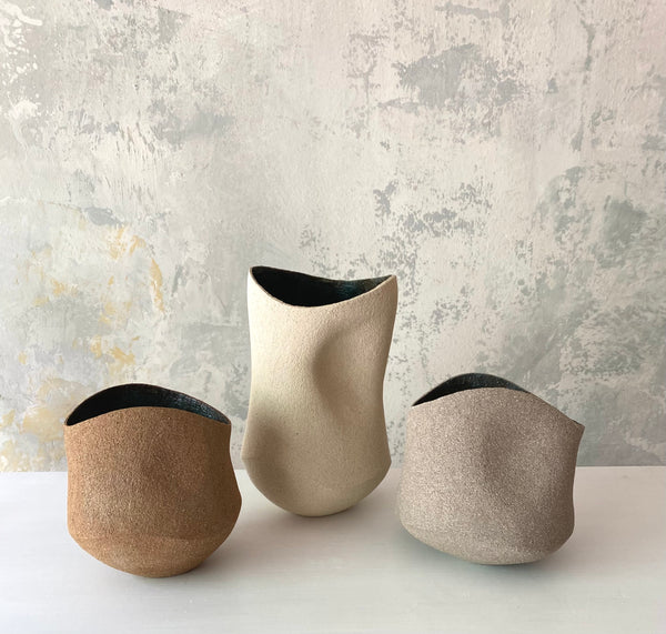 Grey Undulating Rim Vase